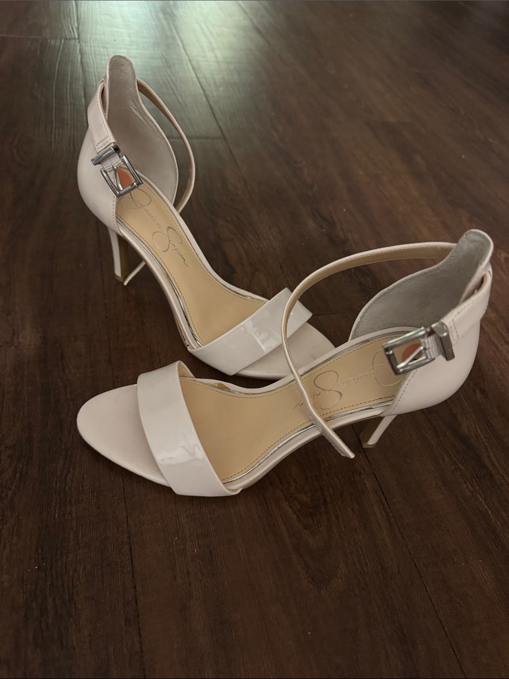 Women’s Ankle-Strap Open-Toe Heels in Soft Cream